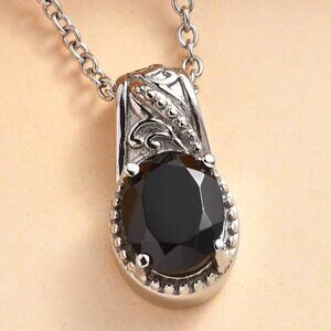 Elegant Genuine Thai Black Spinel 2.40 ctw Solitaire Pendant Necklace
